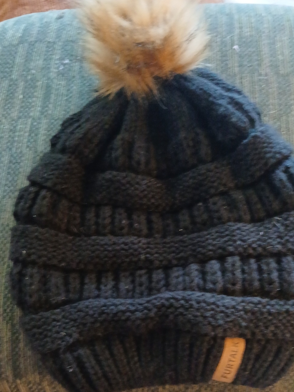 Black Knit PomPom Beanie -